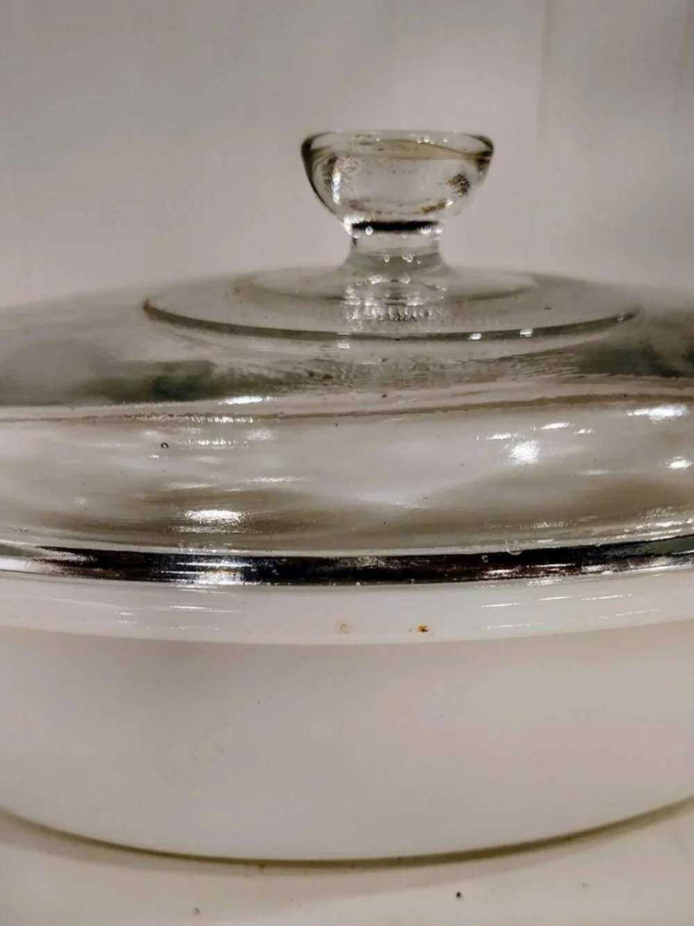 Vintage Glasbake Casserole Dish w/ Lid, 1 QT, Milk Glass